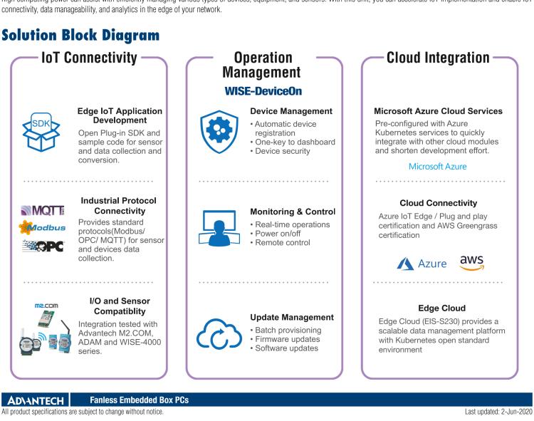 研華EI-A215 研華EI-A215，邊緣性計算系統(tǒng)，搭載Intel Core i5 6300U 處理器，4 GB內(nèi)存，64 GB 存儲，高性能邊緣智能設(shè)備，具備豐富擴展接口 2 x LAN，4 x COM，6 x USB等，同時還可以擴展 iDoor 或 ARK-Plus 模組增加更多的擴展接口，搭配 5G 模塊。