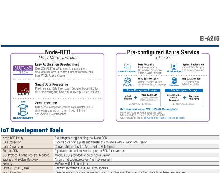 研華EI-A215 研華EI-A215，邊緣性計算系統(tǒng)，搭載Intel Core i5 6300U 處理器，4 GB內(nèi)存，64 GB 存儲，高性能邊緣智能設(shè)備，具備豐富擴展接口 2 x LAN，4 x COM，6 x USB等，同時還可以擴展 iDoor 或 ARK-Plus 模組增加更多的擴展接口，搭配 5G 模塊。