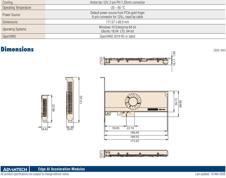 研華VEGA-340 基于Intel Movidius? Myriad? X VPU，PCIe x4 Edge AI 模塊，VPU*4 or VPU*8