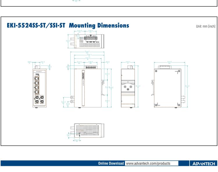 研華EKI-5524SSI-ST 2光4電百兆ProView(組態(tài))系列工業(yè)以太網(wǎng)交換機(jī)(包含單模/多模、SC/ST接口)