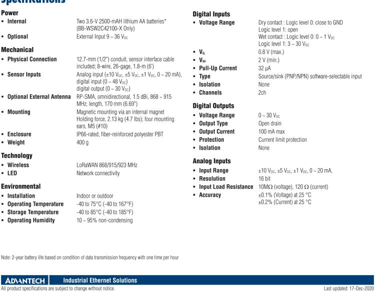 研華BB-WSW2C00015 LoRaWAN節(jié)點(diǎn)，支持RS485，外部天線