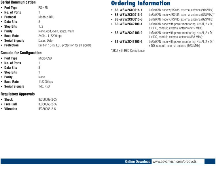 研華BB-WSW2C00015 LoRaWAN節(jié)點(diǎn)，支持RS485，外部天線