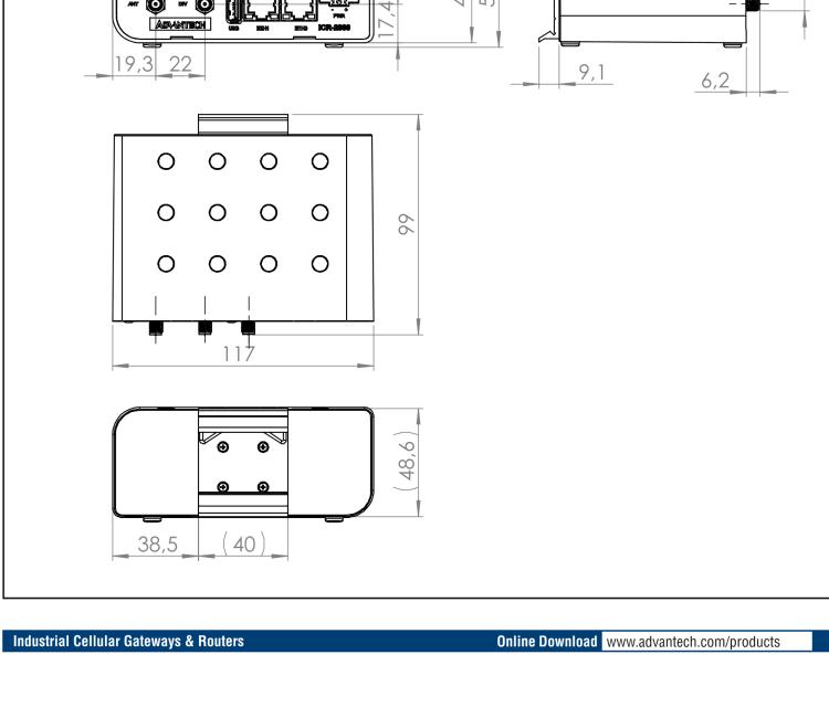 研華ICR-2834GA01 ICR-2800, EMEA, 2x Ethernet, 2× RS232/RS485, USB, GPS, Metal, EU ACC
