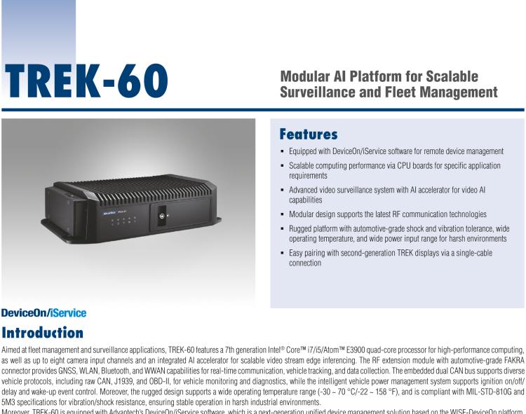 研華TREK-60 模組化車載AI平臺(tái)，用于車輛管理與視頻監(jiān)控