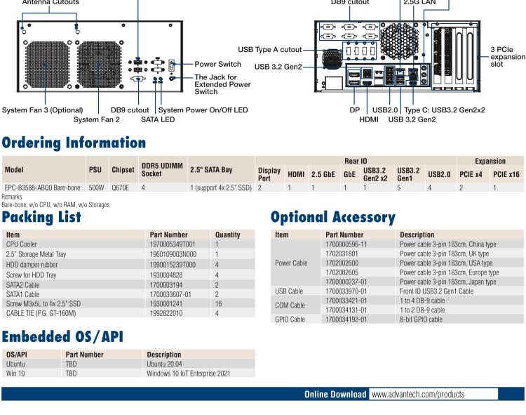 研華EPC-B3588 適配Intel 第12代 Core i 系列處理器，搭載Q670E芯片組。可搭配NVIDIA? RTX-A4500顯卡。3U高度，提供高端圖像處理應(yīng)用的解決方案。