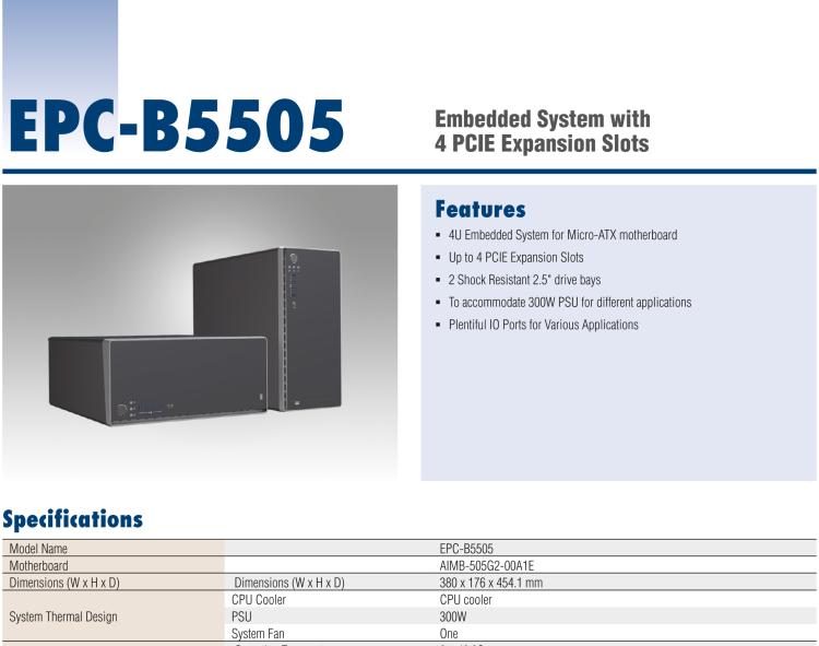 研華EPC-B5505 適配Intel? 第6/7代 Core ? i/Xeon E3系列處理器，搭載H110芯片組。標(biāo)準(zhǔn)4U上架，廣泛適用于各種行業(yè)。