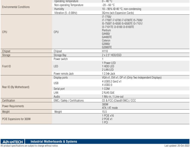研華EPC-B5505 適配Intel? 第6/7代 Core ? i/Xeon E3系列處理器，搭載H110芯片組。標(biāo)準(zhǔn)4U上架，廣泛適用于各種行業(yè)。