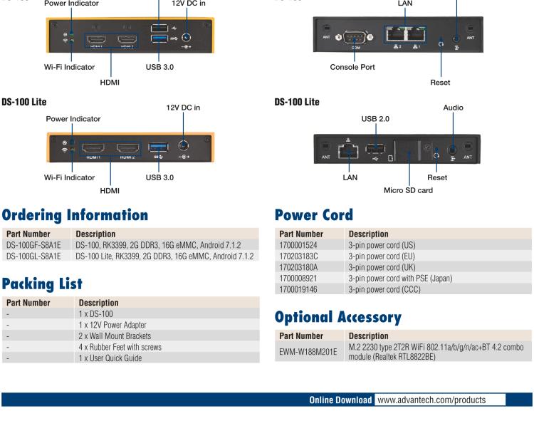 研華DS-100 基于ARM平臺的4K數(shù)字標(biāo)牌播放器,支持獨(dú)立雙顯