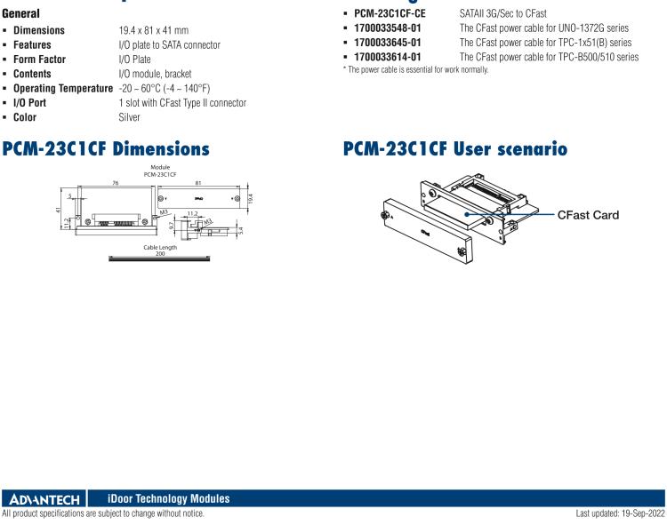 研華PCM-23C1CF 1插口CFast插槽，帶保護(hù)蓋