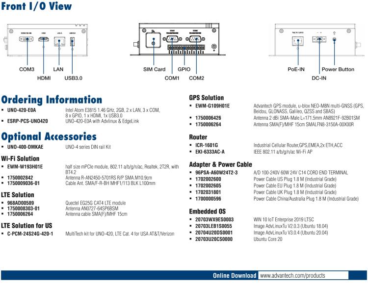 研華UNO-420 采用 Intel? Atom? E3815 的行業(yè)專用計算機(jī)
