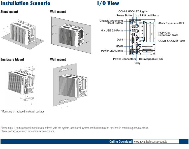 研華UNO-3283G 高效能嵌入式無(wú)風(fēng)扇工業(yè)電腦，搭配Intel? Core? i 處理器，2×GbE, 2×mPCIe, HDMI, DVI-I