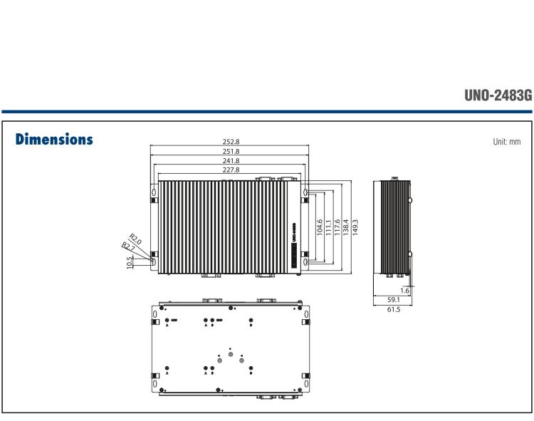 研華UNO-2483G 標(biāo)準(zhǔn)型嵌入式無(wú)風(fēng)扇工業(yè)電腦，搭配Intel? Core? i7/i3/Celeron處理器，4×GbE, 3×mPCIe, HDMI/VGA