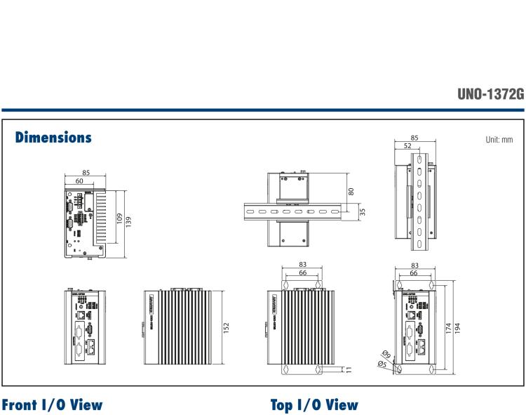 研華UNO-1372G 小型導(dǎo)軌安裝工業(yè)控制器，搭配英特爾?凌動(dòng)? 四核處理器及4GB DDR3L內(nèi)存，2×mPCIe，1×mSATA，2×COM，8×DI/O，3×USB，1×HDMI，1×VGA