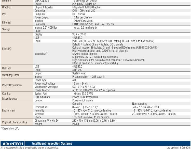研華AIIS-1240 機(jī)器視覺(jué)工控機(jī)，支持英特爾酷睿? i7/i5/i 3 CPU,有源以太網(wǎng)緊湊型系統(tǒng), 4通路千兆網(wǎng)供電