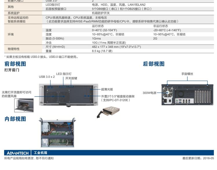 研華IPC-941 348mm深度緊湊型4U機(jī)架式機(jī)箱，支持ATX主板