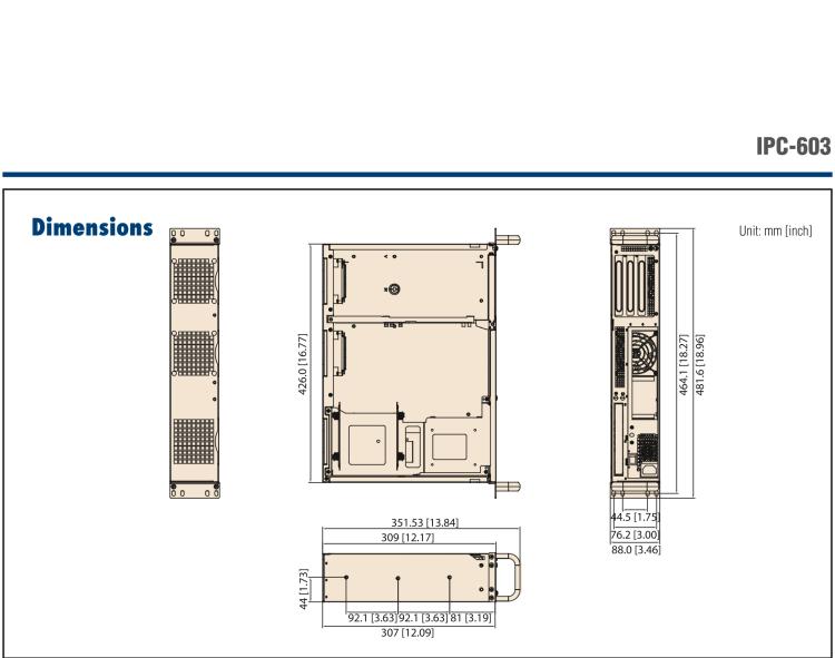 研華IPC-603MB 2U 3插槽上架式機(jī)箱，支持ATX/Micro-ATX 主板，支持前部I/O
