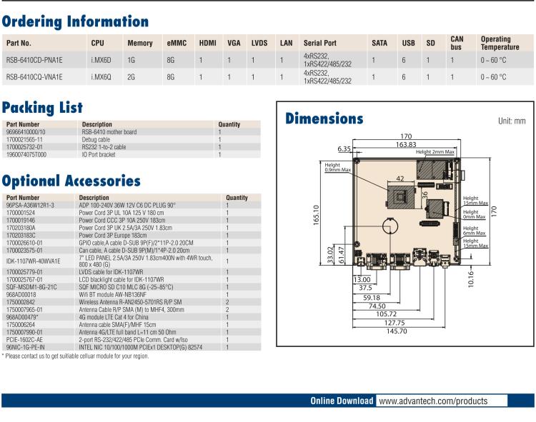 研華RSB-6410 基于NXP ARM Cortex-A9 i.MX6 Dual/Quad 的Mini-ITX工業(yè)主板， 支持Linux Yocto/Android