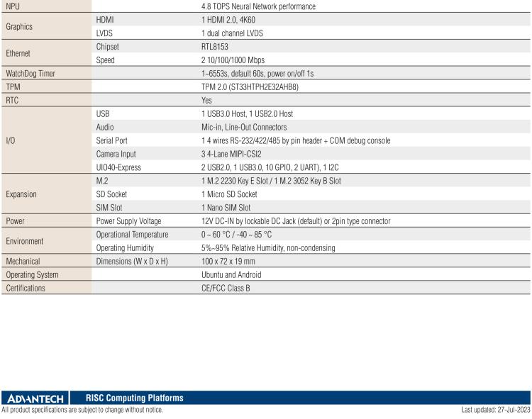 研華RSB-3810 基于聯(lián)發(fā)科Genio 1200 Cortex-A78&A55 平臺(tái)的2.5" 單板電腦, 支持 UIO40-Express擴(kuò)展