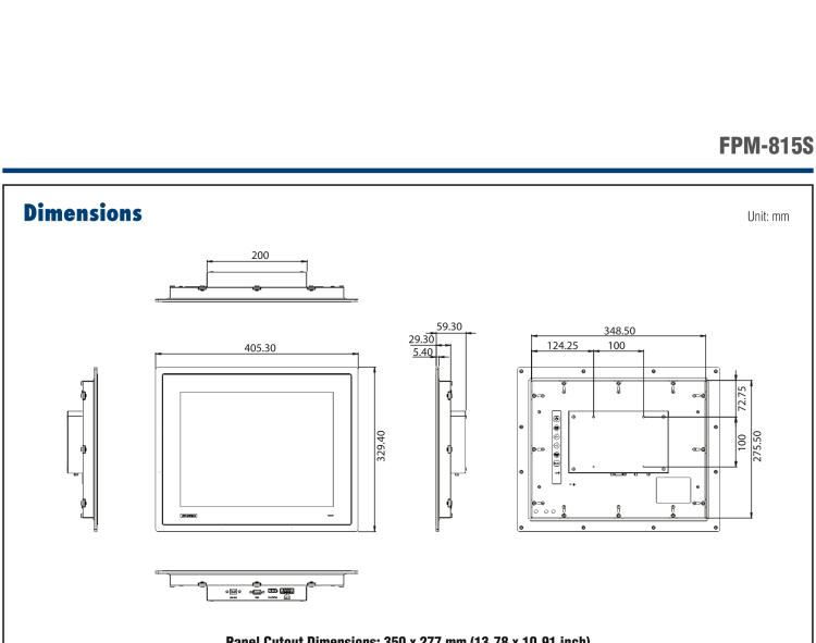 研華FPM-815S 15“英寸工業(yè)顯示器與電阻觸摸控制，直接VGA, DP端口，和304不銹鋼前面板