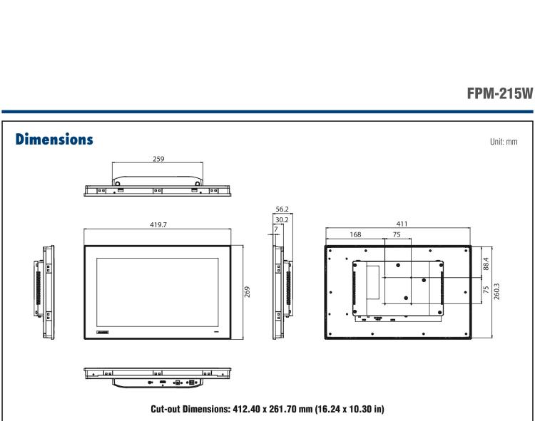 研華FPM-215W 15.6寸WXGA工業(yè)顯示器，支持多點(diǎn)觸控，支持 HDMI端口