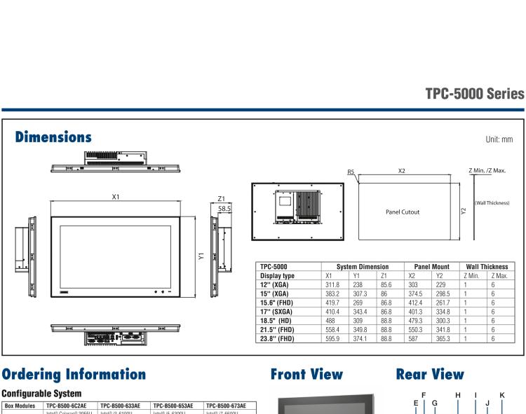 研華TPC-5172T 模組化17寸SXGA 液晶顯示器多點觸控工業(yè)平板電腦， 搭配英特爾?第六代酷睿?i3-6100U處理器