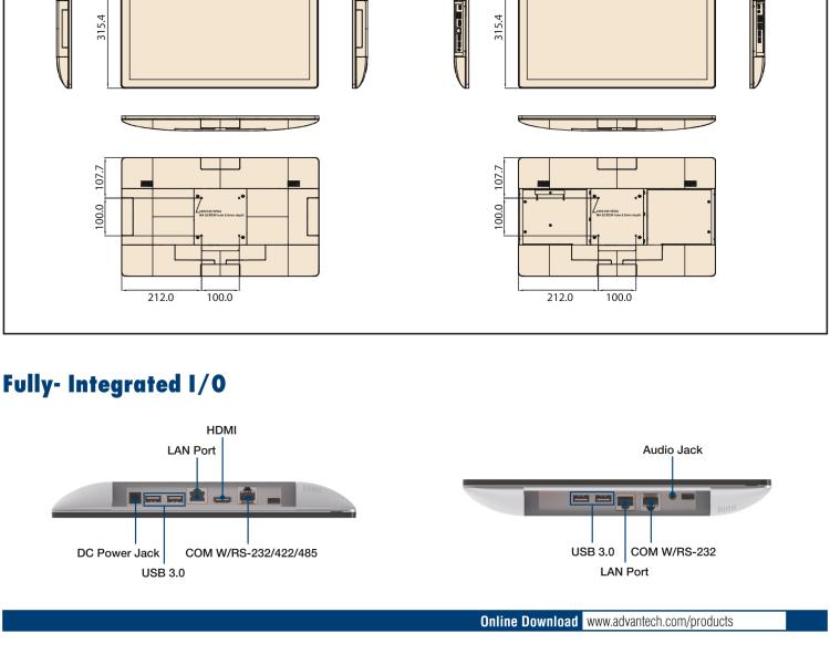 研華UTC-120G 21.5" 多功能觸控一體機，內(nèi)置 Pentium? N4200