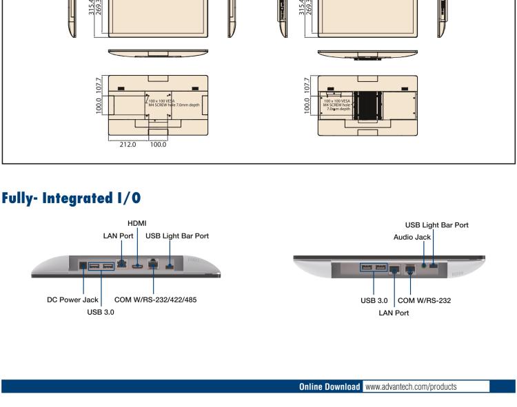 研華UTC-120H 21.5" 多功能觸控一體機(jī)，內(nèi)置Intel? Core? i5-8365UE