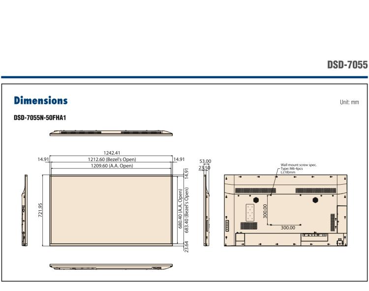 研華DSD-7055 55" 全高清廣告牌顯示器，500尼特亮度，帶SDM插槽