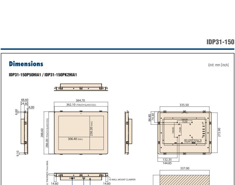 研華IDP31-150 采用100% 純平設(shè)計(jì)的 15" 工業(yè)級(jí)顯示器。超薄外形、光滑圓角和鋼化玻璃，整機(jī)現(xiàn)代感十足。
