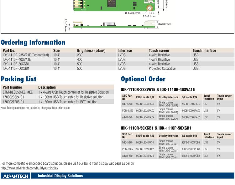 研華IDK-1110 10.4" SVGA 工業(yè)顯示套件，帶電阻式觸摸屏解決方案