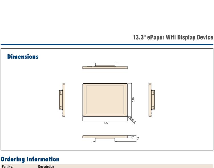 研華EPD-662-101 EPD-660, 662電子紙解決方案支持2.4GHz射頻無線協(xié)議，集成在13.3寸顯示器解決方案中。