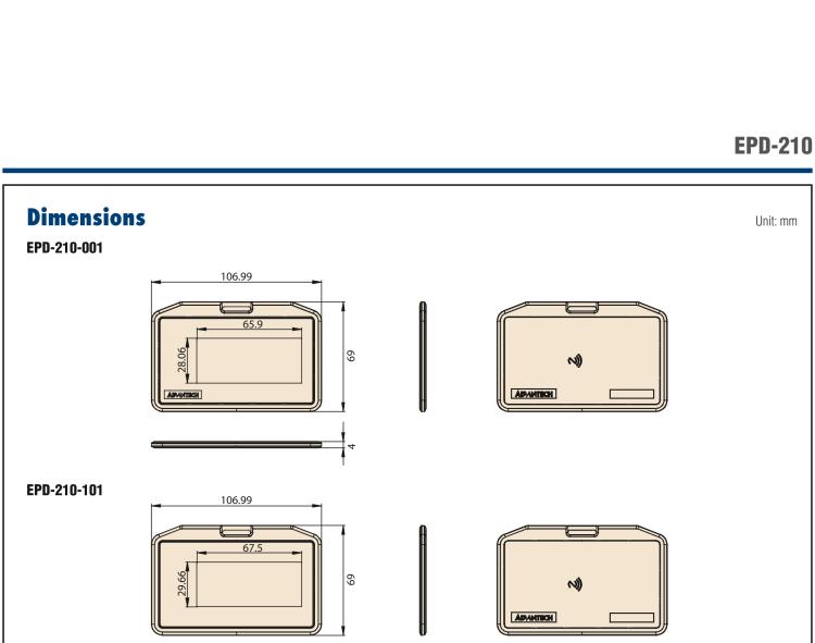 研華EPD-210 2.9" 電子紙解決方案，NFC、無電池，用于倉庫、物流箱和名片。