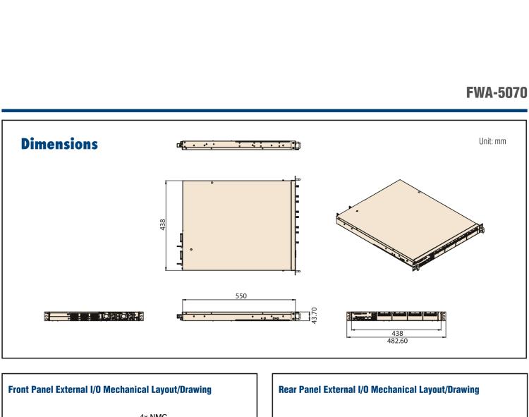 研華FWA-5070 基于Intel?Xeon?處理器可擴(kuò)展系列1U機(jī)架式網(wǎng)絡(luò)應(yīng)用平臺，最高支持4個(gè)NMC插槽