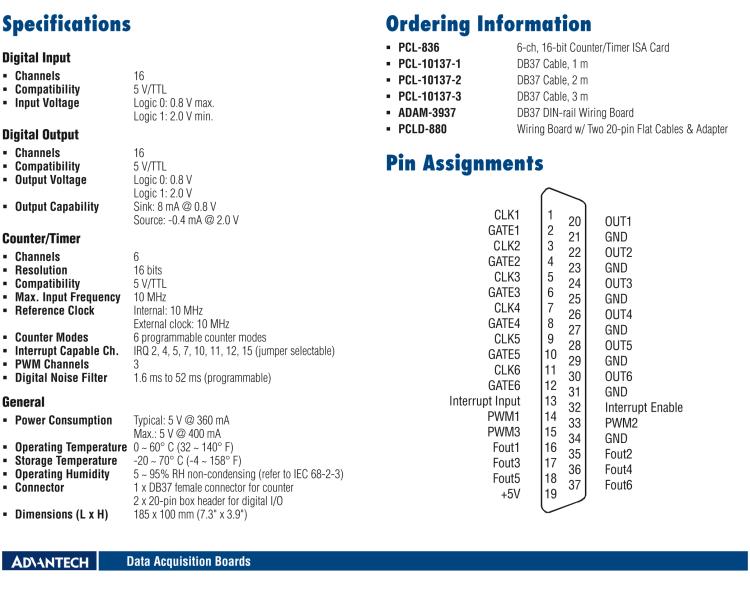研華PCL-836 6路計(jì)數(shù)/定時器
