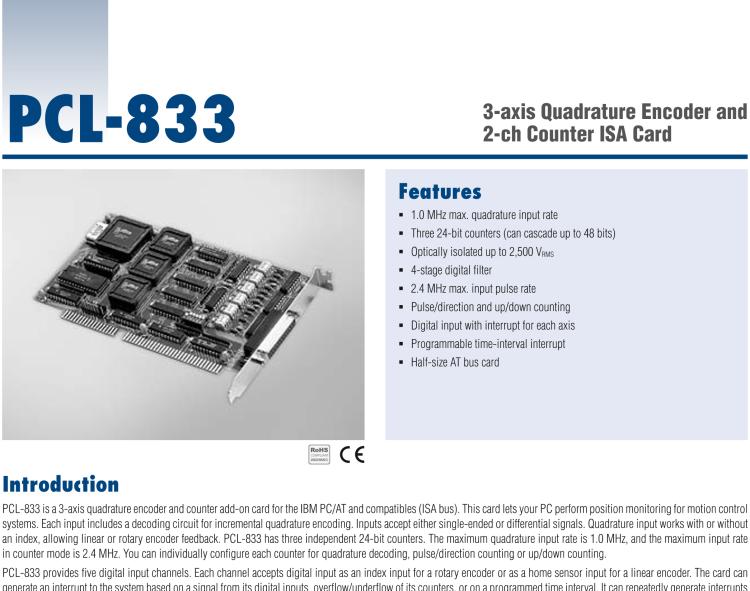 研華PCL-833 三軸正交編碼器、計數(shù)器卡