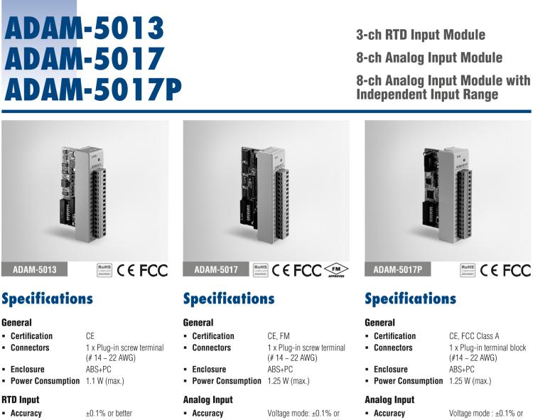 研華ADAM-5017P 8通道模擬量輸入模塊，可獨(dú)立配置輸入范圍