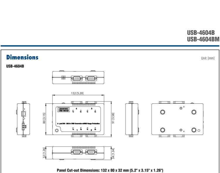 研華USB-4604B USB轉(zhuǎn)4端口RS-232轉(zhuǎn)換器，帶浪涌保護(hù)