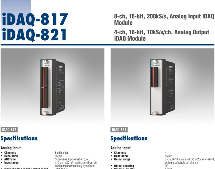 研華iDAQ-821 10kS/s、16 位、4 通道 模擬 輸出 iDAQ 模塊