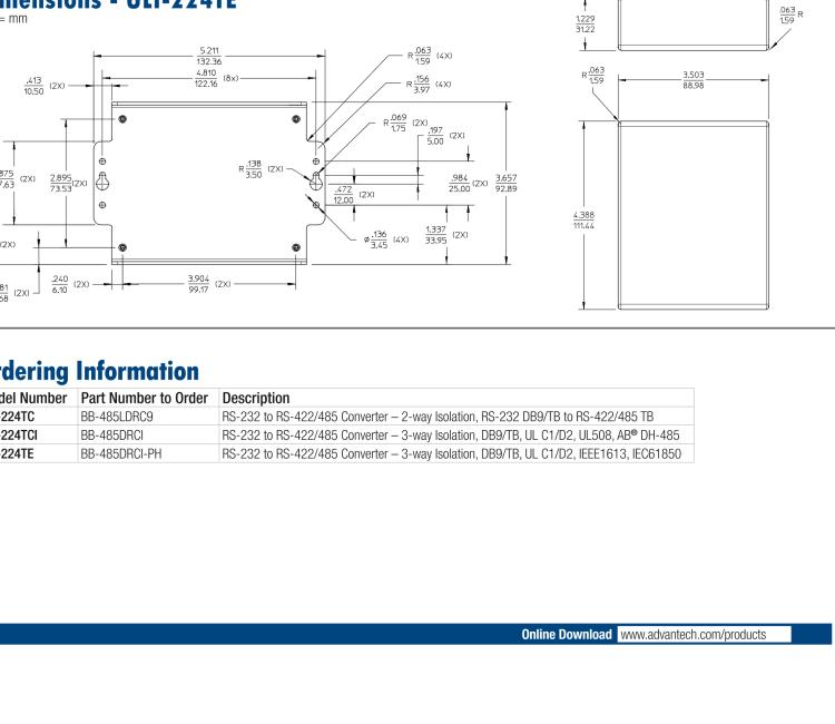 研華BB-485BAT3 ULI-224TB RS-232（DB9母頭至RS-422/485（接線端子）轉(zhuǎn)換器，電池供電
