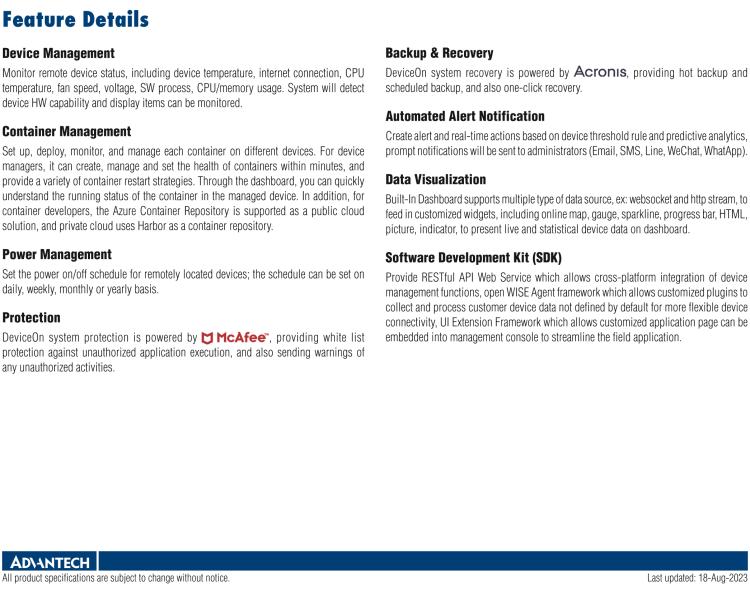 研華DeviceOn DeviceOn.DM是IoT設(shè)備管理，可遠(yuǎn)程管理連接的設(shè)備并提供集中式管理功能。